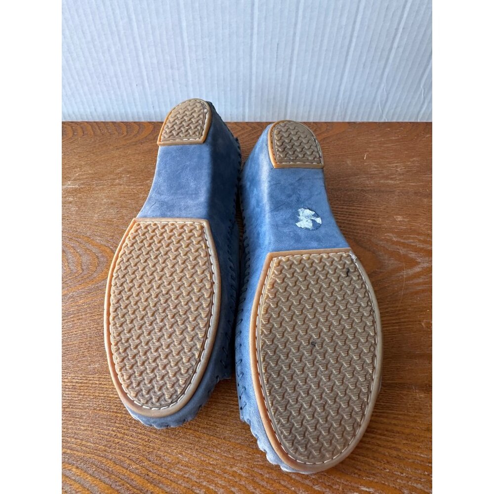 La Plume Women's Size 38 Blue Leather Slip-On Sandals With Buckle Accent Sz 6.5 - Picture 8 of 9